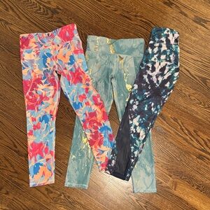 Old Navy Kids Leggings Trio - Floral, Teal, and Abstract